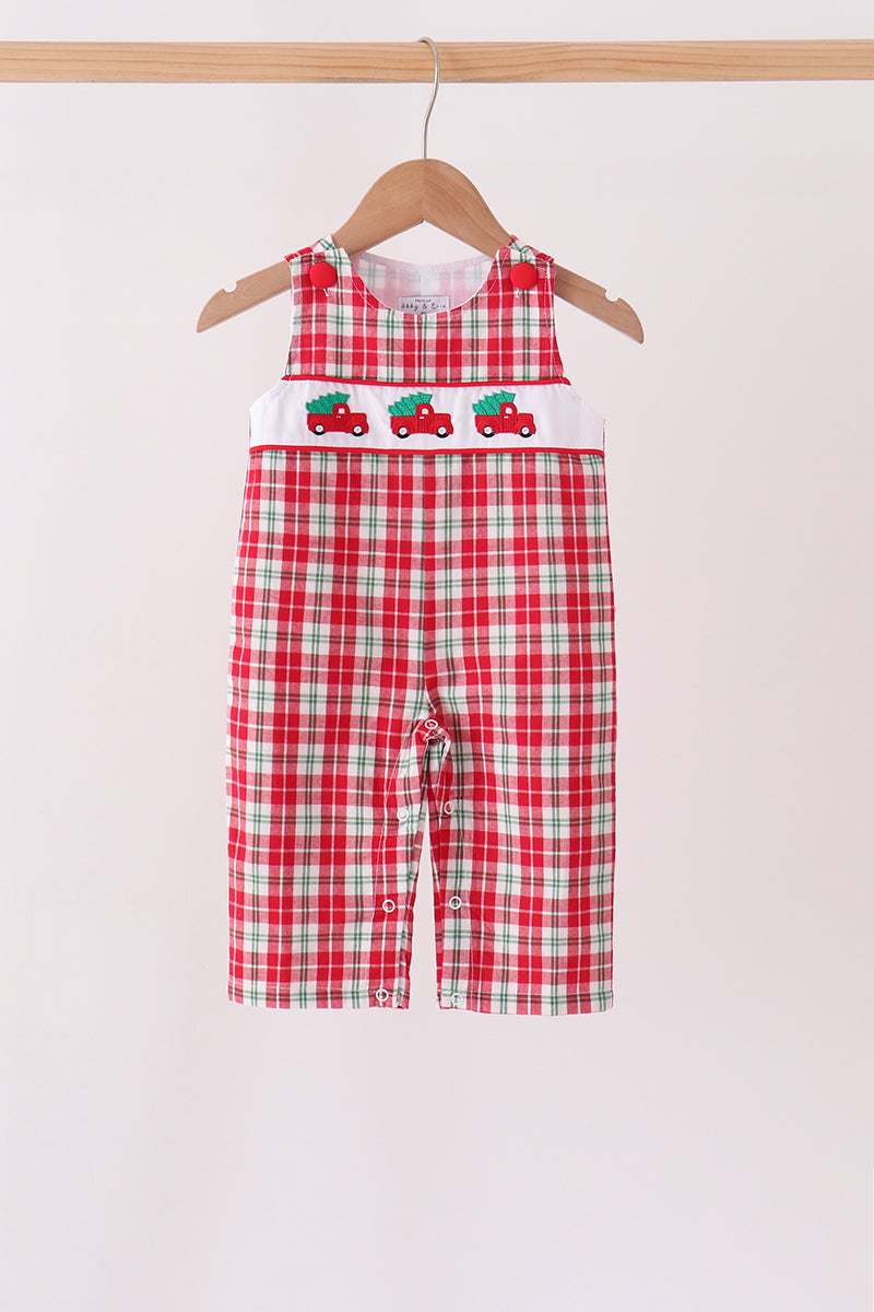 Christmas tree truck embroidery plaid jonjon