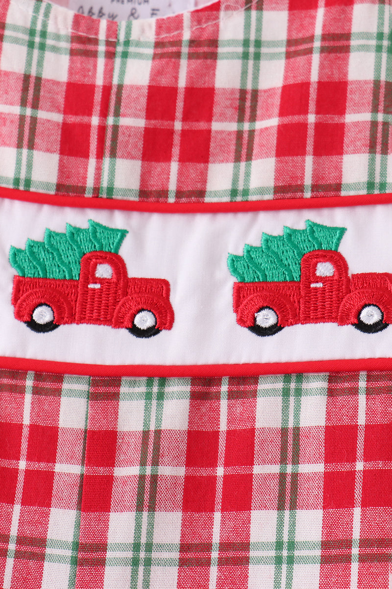 Christmas tree truck embroidery plaid jonjon
