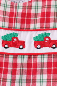 Christmas tree truck embroidery plaid jonjon