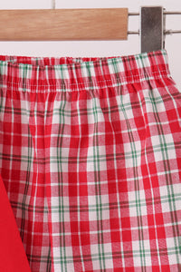 Christmas tree truck embroidery plaid pants set