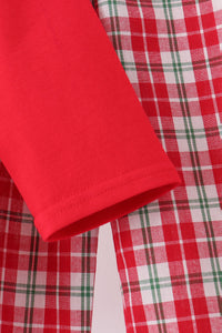 Christmas tree truck embroidery plaid pants set