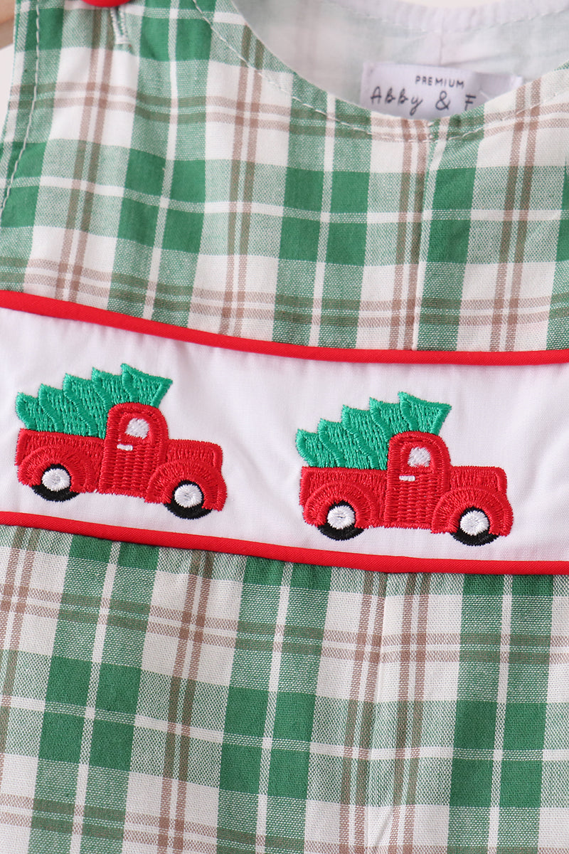 Christmas tree truck embroidery plaid jonjon