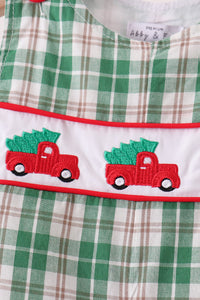 Christmas tree truck embroidery plaid jonjon