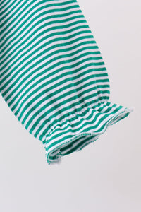 Gingerbread embroidery stripe ruffle romper