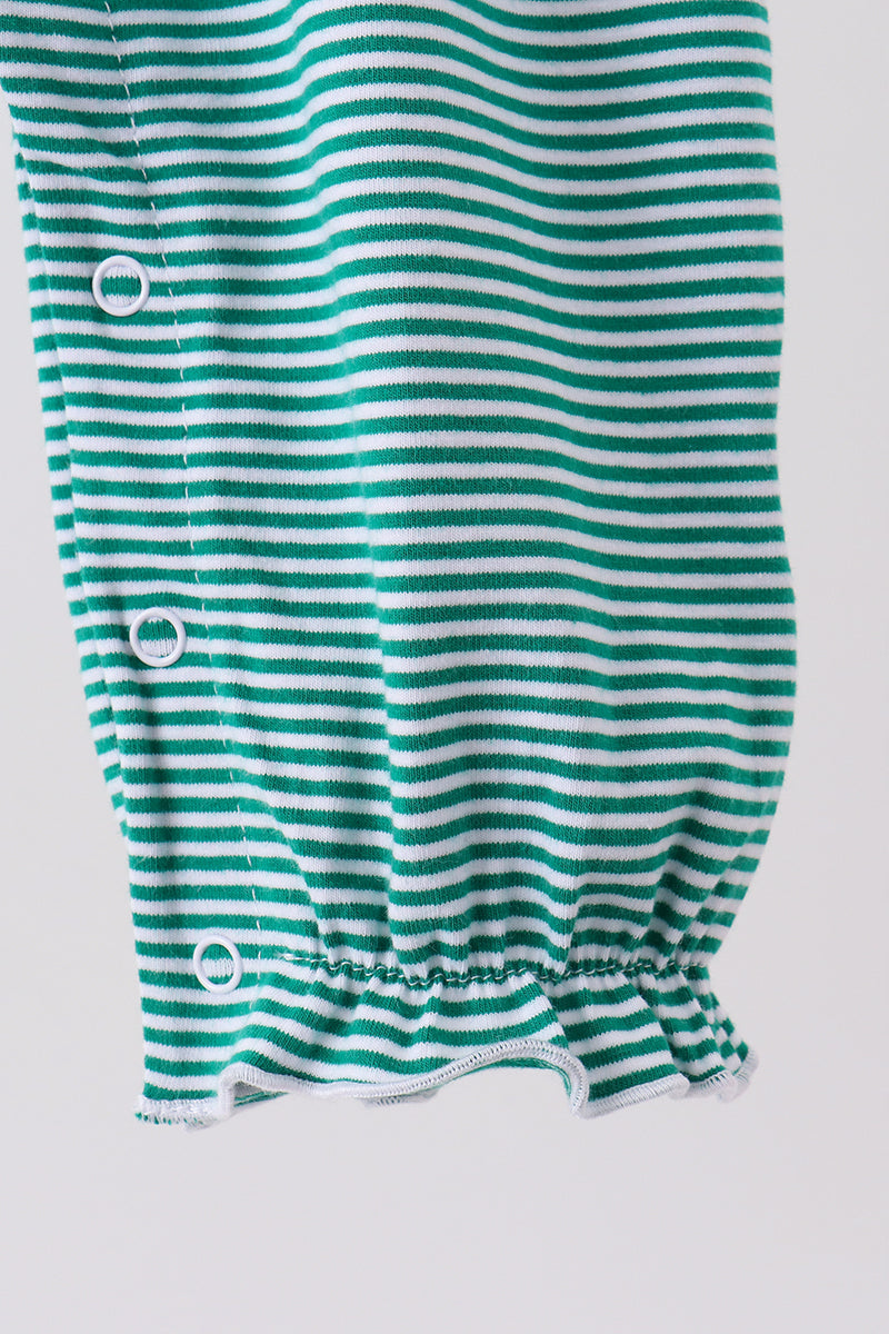 Gingerbread embroidery stripe ruffle romper