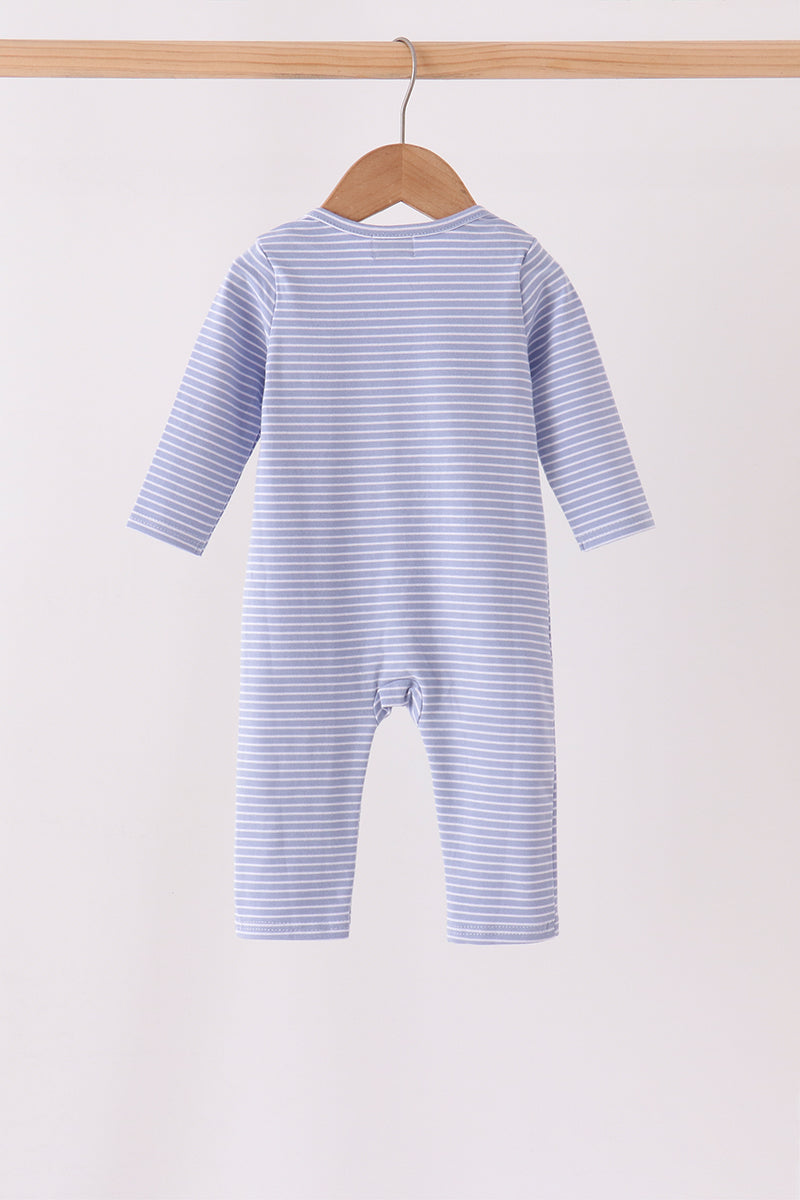 Christmas tree puppy embroidery stripe romper