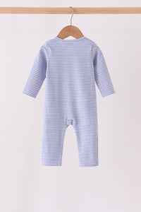 Christmas tree puppy embroidery stripe romper