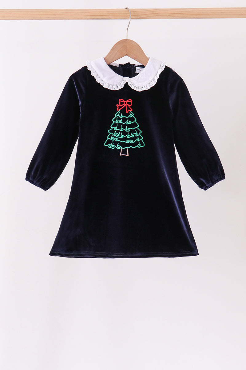 Christmas tree embroidery dress