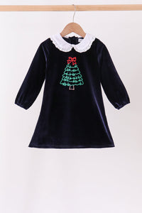 Christmas tree embroidery dress