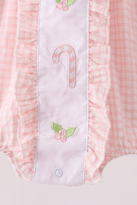 Candy cane holly embroidery plaid bubble