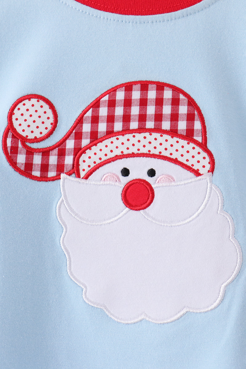 Santa claus embroidery gingham pants set