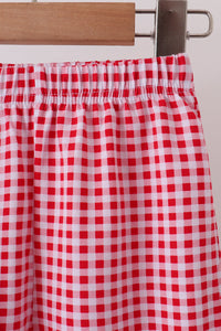 Santa claus embroidery gingham pants set