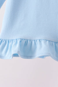 Santa claus embroidery ruffle gingham pants set