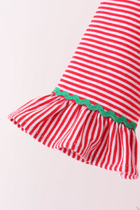 Christmas tree embroidery ruffle pants set