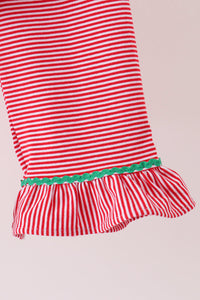 Christmas tree embroidery ruffle pants set