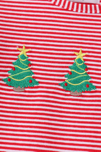 Christmas tree embroidery ruffle dress