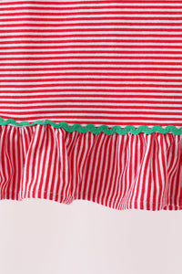 Christmas tree embroidery ruffle dress