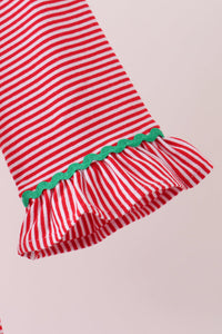Christmas tree embroidery ruffle dress
