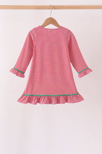 Christmas tree embroidery ruffle dress