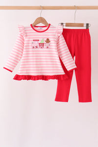 Gingerbread embroidery ruffle pants set