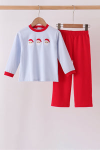 Santa claus embroidery stripe pants set