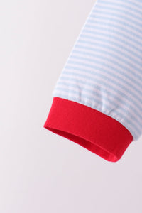 Santa claus embroidery stripe pants set