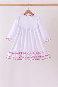 White bow ruffle dress