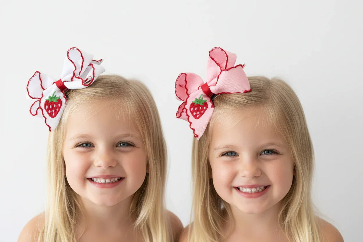 Strawberry Embroidered Girls Hairpin 4 Inches - Essential Southern Charm