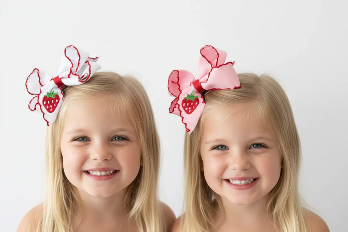 Strawberry Embroidered Girls Hairpin 4 Inches - Essential Southern Charm