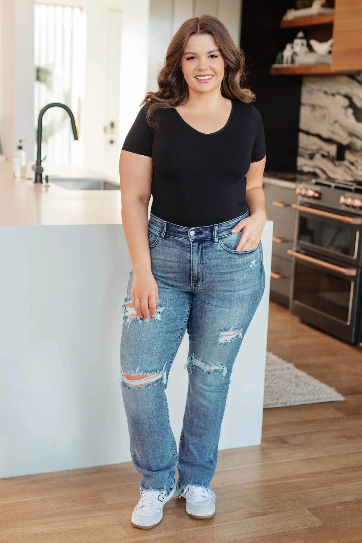 O'Hara Destroyed Straight Jeans - Essential Southern Charm
