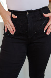Reese Rhinestone Slim Fit Jeans in Black - Essential Southern Charm