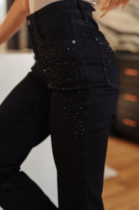 Reese Rhinestone Slim Fit Jeans in Black - Essential Southern Charm