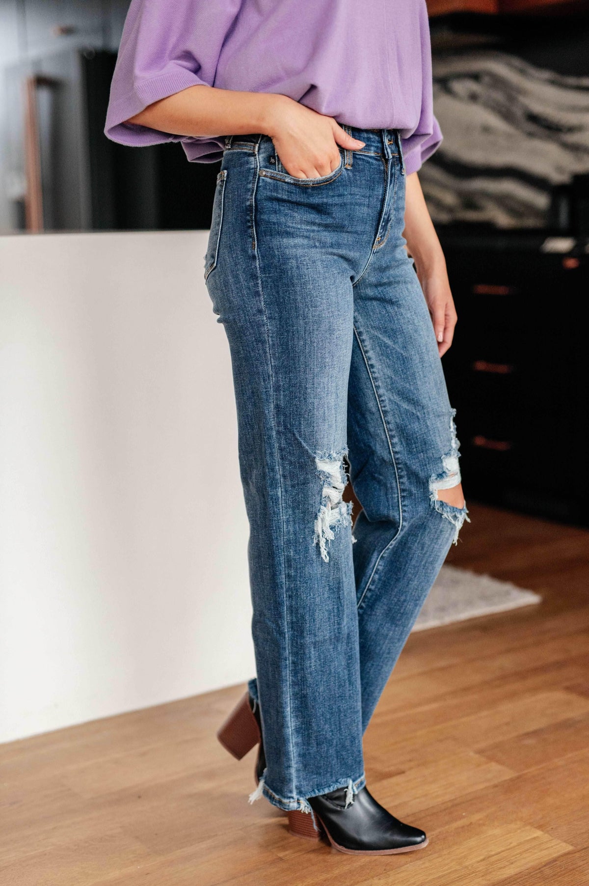 Rose High Rise 90's Straight Jeans in Dark Wash - Essential Southern Charm