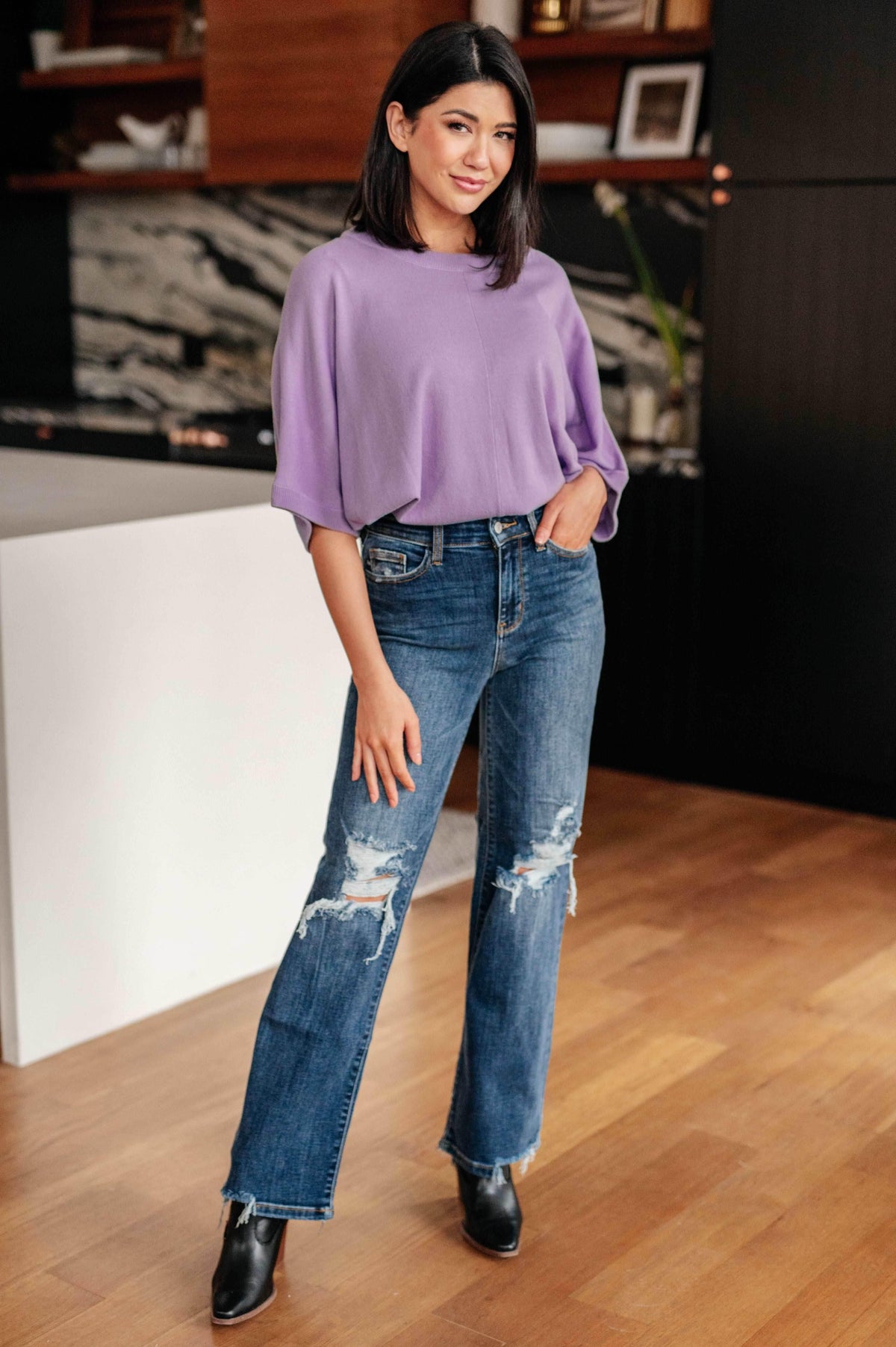 Rose High Rise 90's Straight Jeans in Dark Wash - Essential Southern Charm