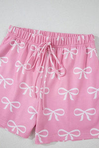 Valentine Bow Waffle Knit T-Shirt and Shorts Set - Essential Southern Charm