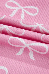 Valentine Bow Waffle Knit T-Shirt and Shorts Set - Essential Southern Charm