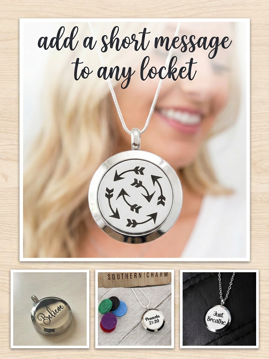 Stainless Steel Essential Oil/Perfume Locket - Arrows