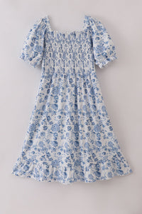 Embroidered Bows Floral Print Mom Dress - Essential Southern Charm