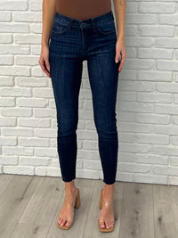 Fallon Mid Rise Adjustable Waist Raw Hem Skinny Jeans - Essential Southern Charm