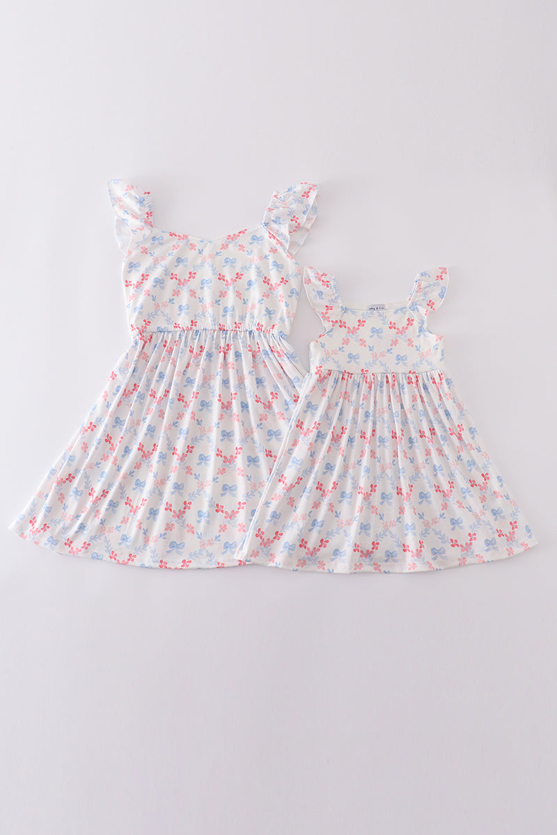 Flowers & Bows Lattice Print Mom & Me Dress - Essential Southern Charm