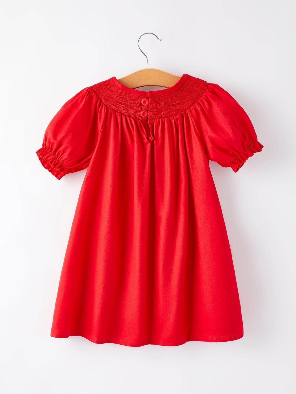 Girls Bow Smocking Embroidered Red Dress - Essential Southern Charm