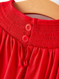 Girls Bow Smocking Embroidered Red Dress - Essential Southern Charm
