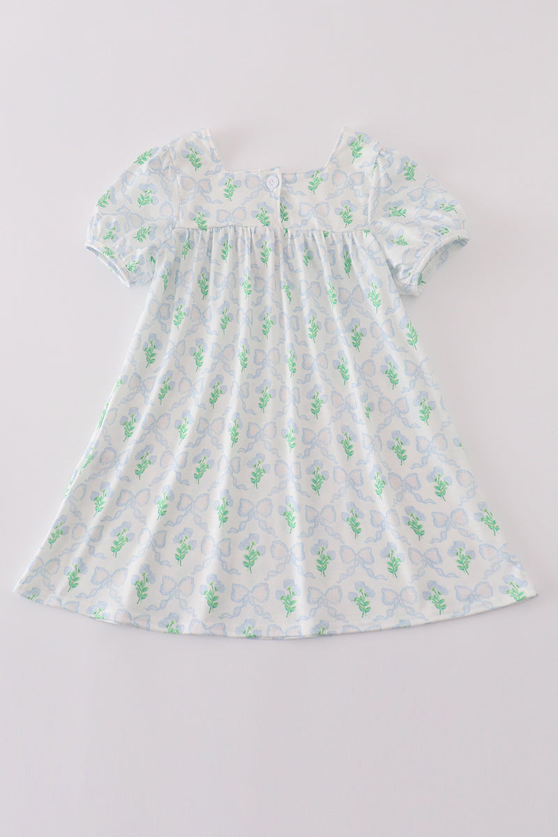 Green Leaves Bow Print Mom&Me Dress - Essential Southern Charm