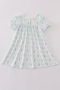 Green Leaves Bow Print Mom&Me Dress - Essential Southern Charm
