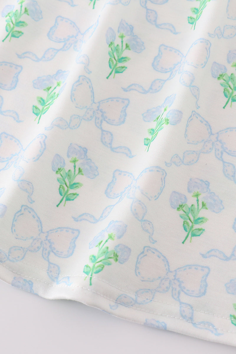 Green Leaves Bow Print Mom&Me Dress - Essential Southern Charm