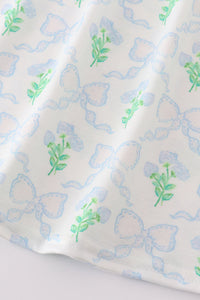 Green Leaves Bow Print Mom&Me Dress - Essential Southern Charm
