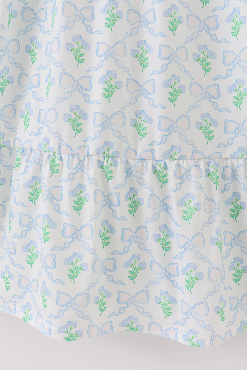 Green Leaves Bow Print Mom&Me Dress - Essential Southern Charm