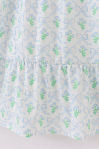 Green Leaves Bow Print Mom&Me Dress - Essential Southern Charm