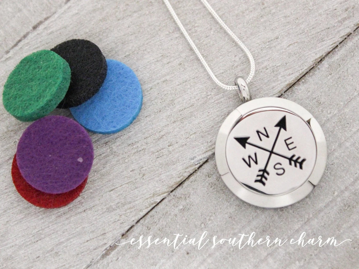 Stainless Steel Essential Oil/Perfume Locket - Compass