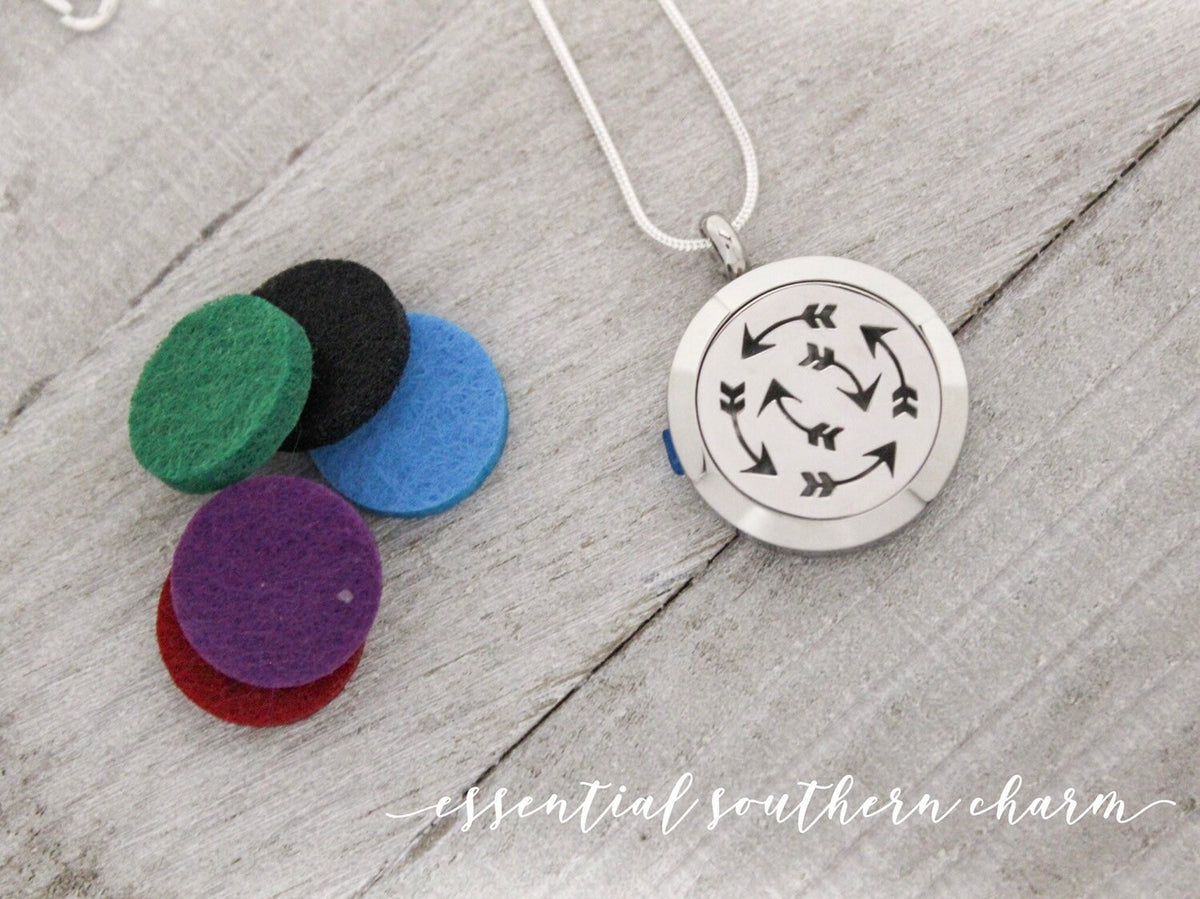 Stainless Steel Essential Oil/Perfume Locket - Arrows